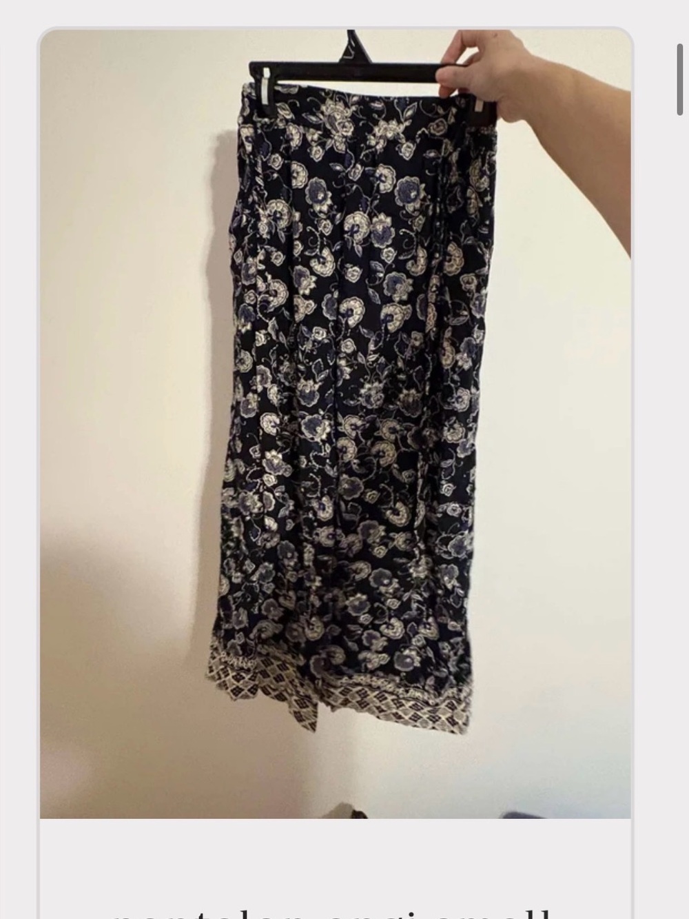 Angie Navy Floral Maxi Skirt with White Print